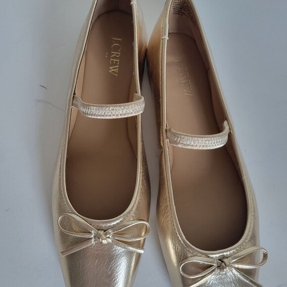J. Crew Factory Golden Metallic ballet flat shoes size 9 Preppy Holiday party - Picture 2 of 10